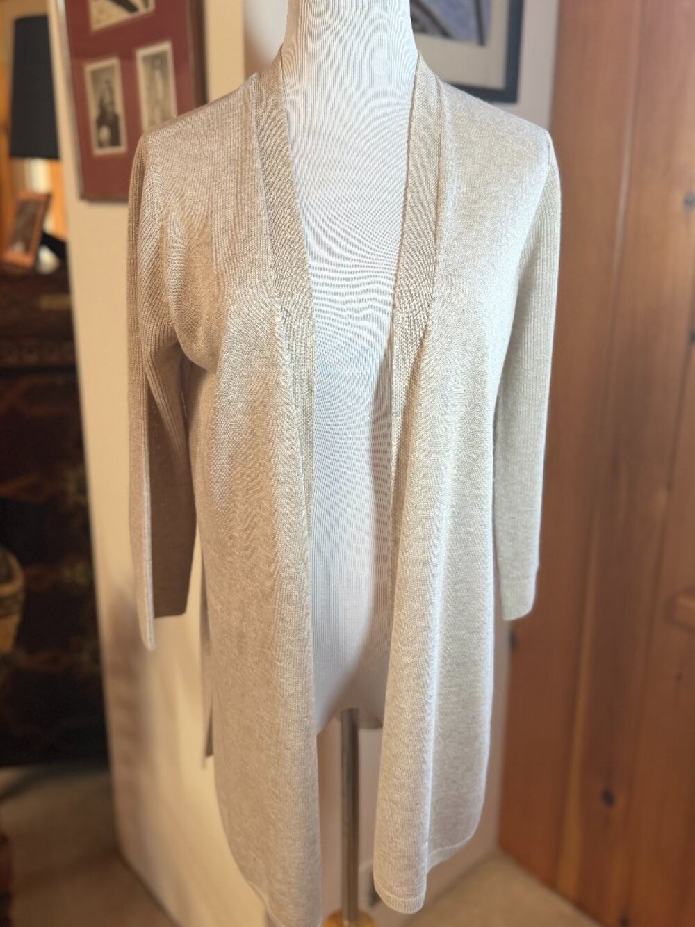 GERARD DAREL Paris Beige Long Open-Front Cardigan – Size 1 / Small
